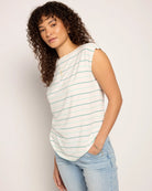 Natural/Sea Glass $|& SEAS Brentwood Boat Neck Stripe Top - SOF Front