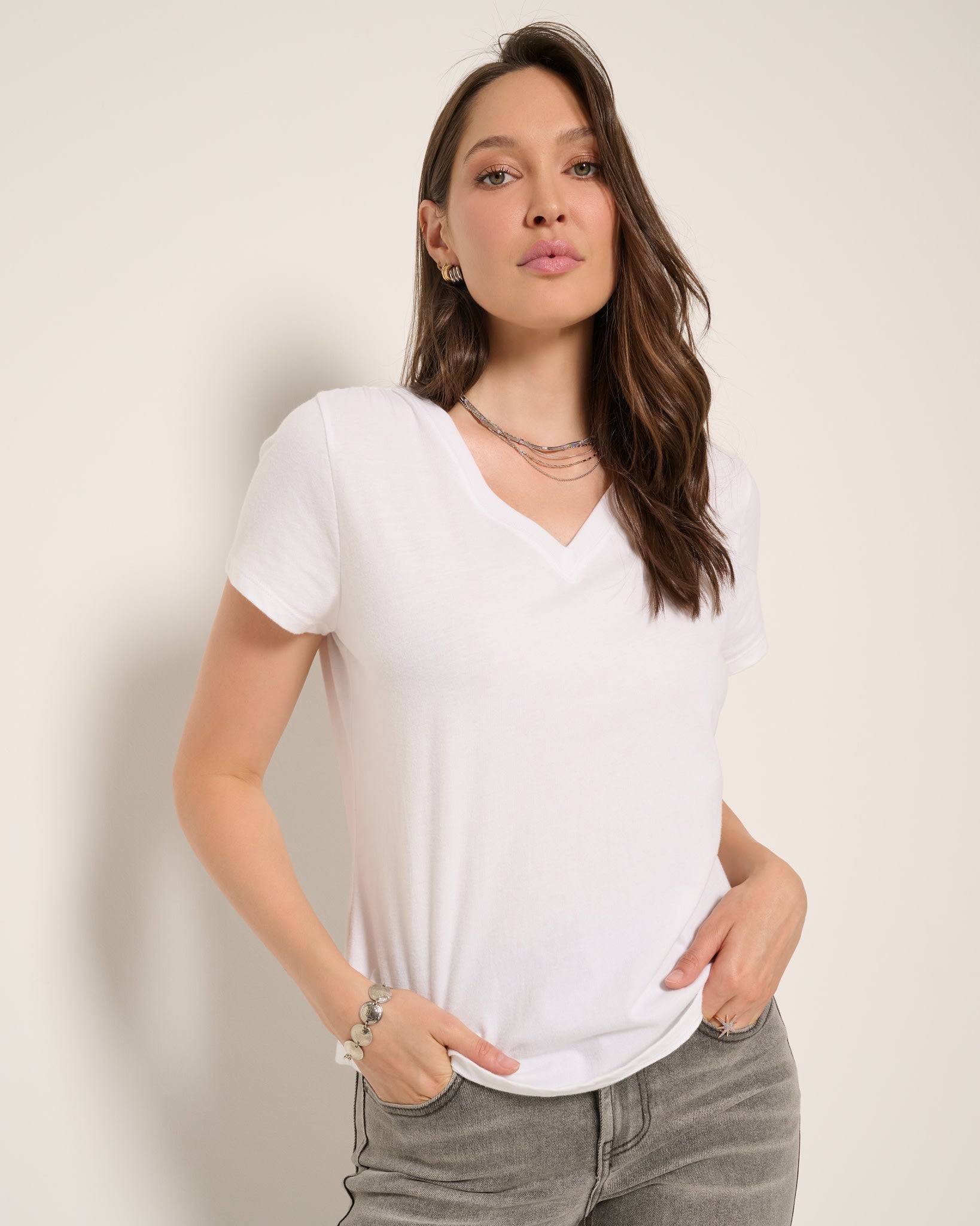White $|& SEAS Waves V-Neck Tee - SOF Front