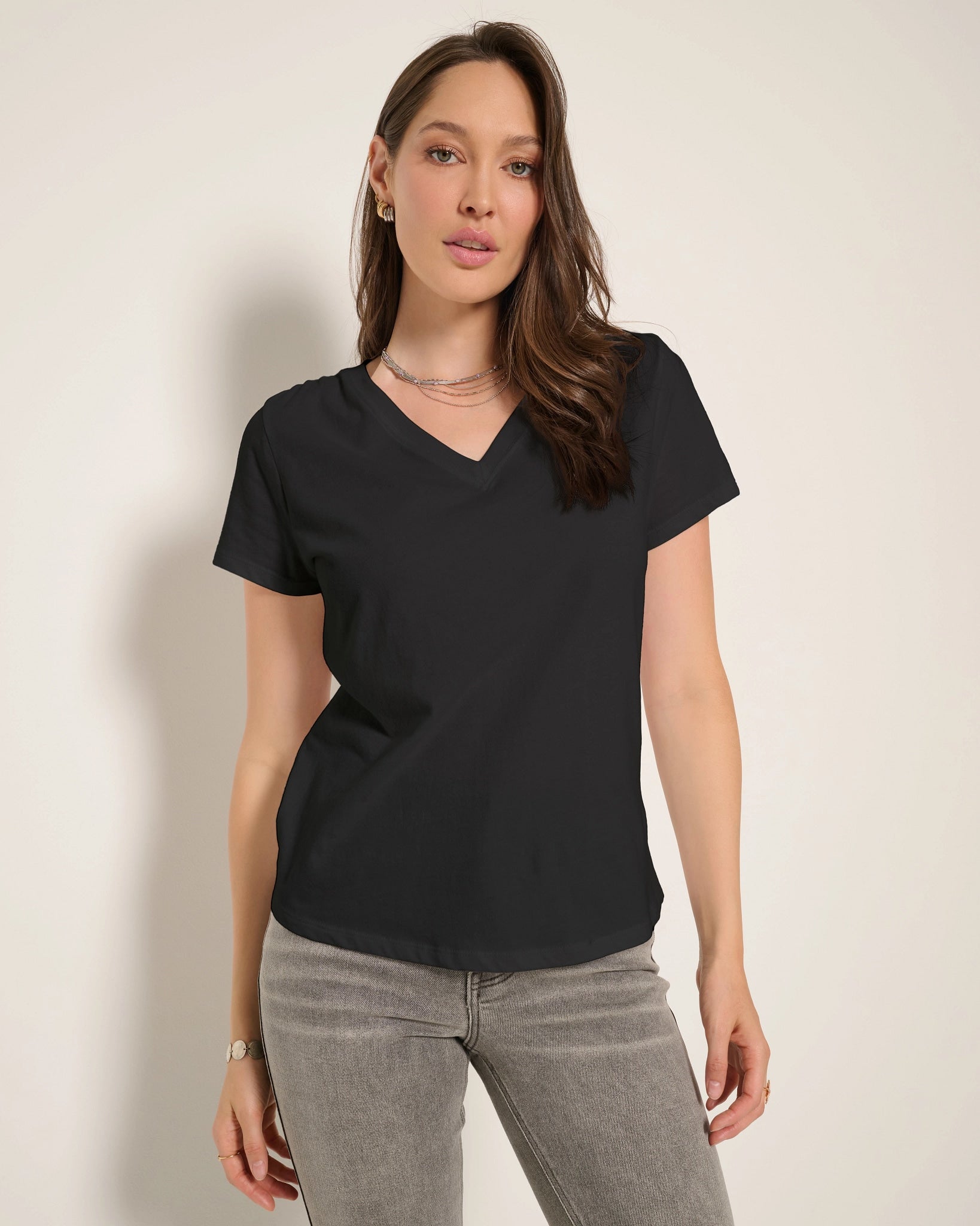 Faded Black $|& SEAS Waves V-Neck Tee - SOF Front