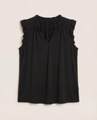 Black $|& SEAS Macy Ruffle Knit Top - Hanger Detail