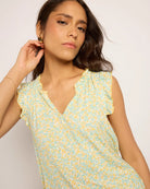 Sunshine $|& SEAS Macy Floral Ruffle Knit Top - SOF Full Front