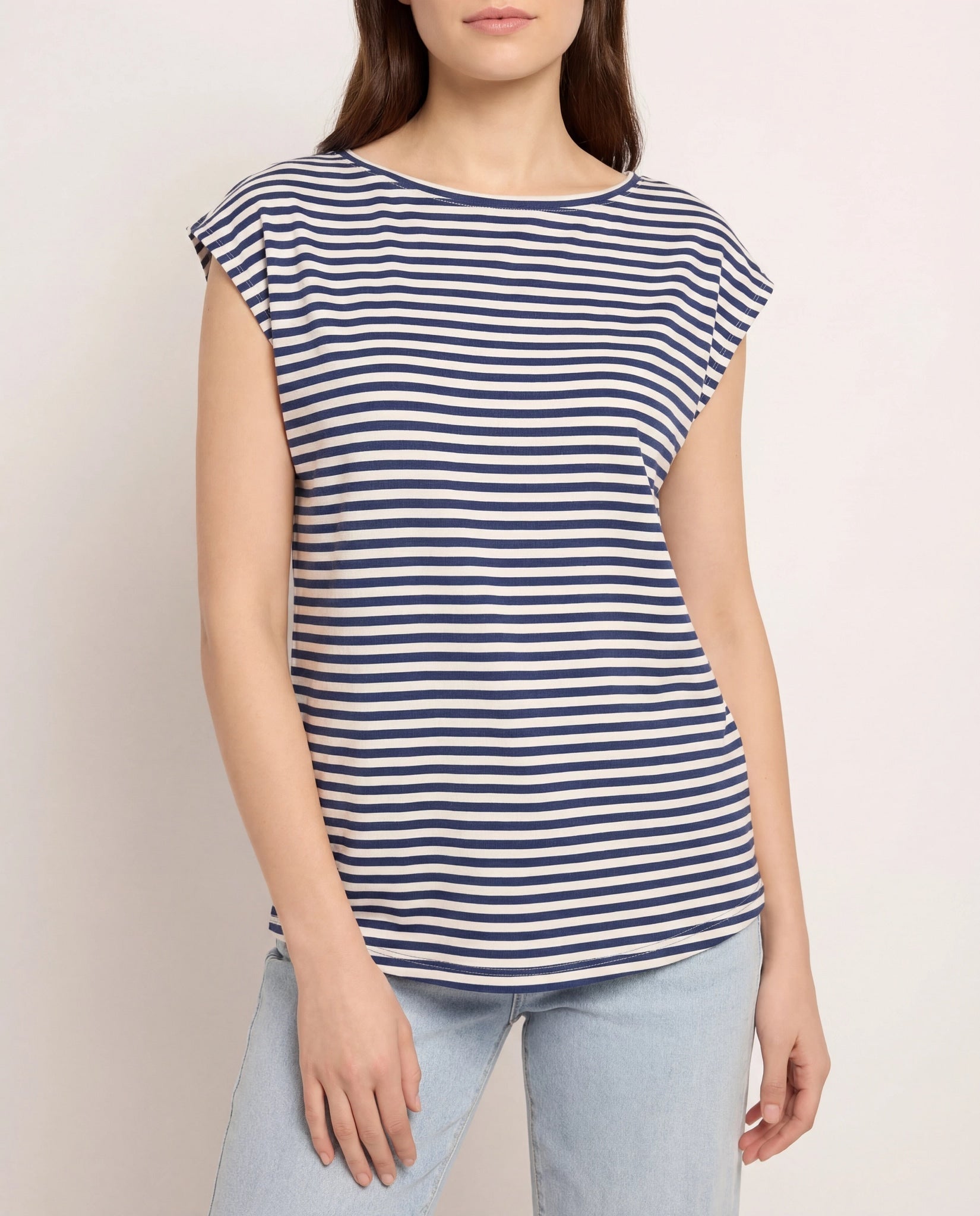 White Sapphire $|& SEAS Brentwood Boat Neck Stripe Top - VOF Detail