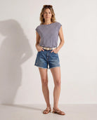 White Sapphire $|& SEAS Brentwood Boat Neck Stripe Top - UGC On Fig