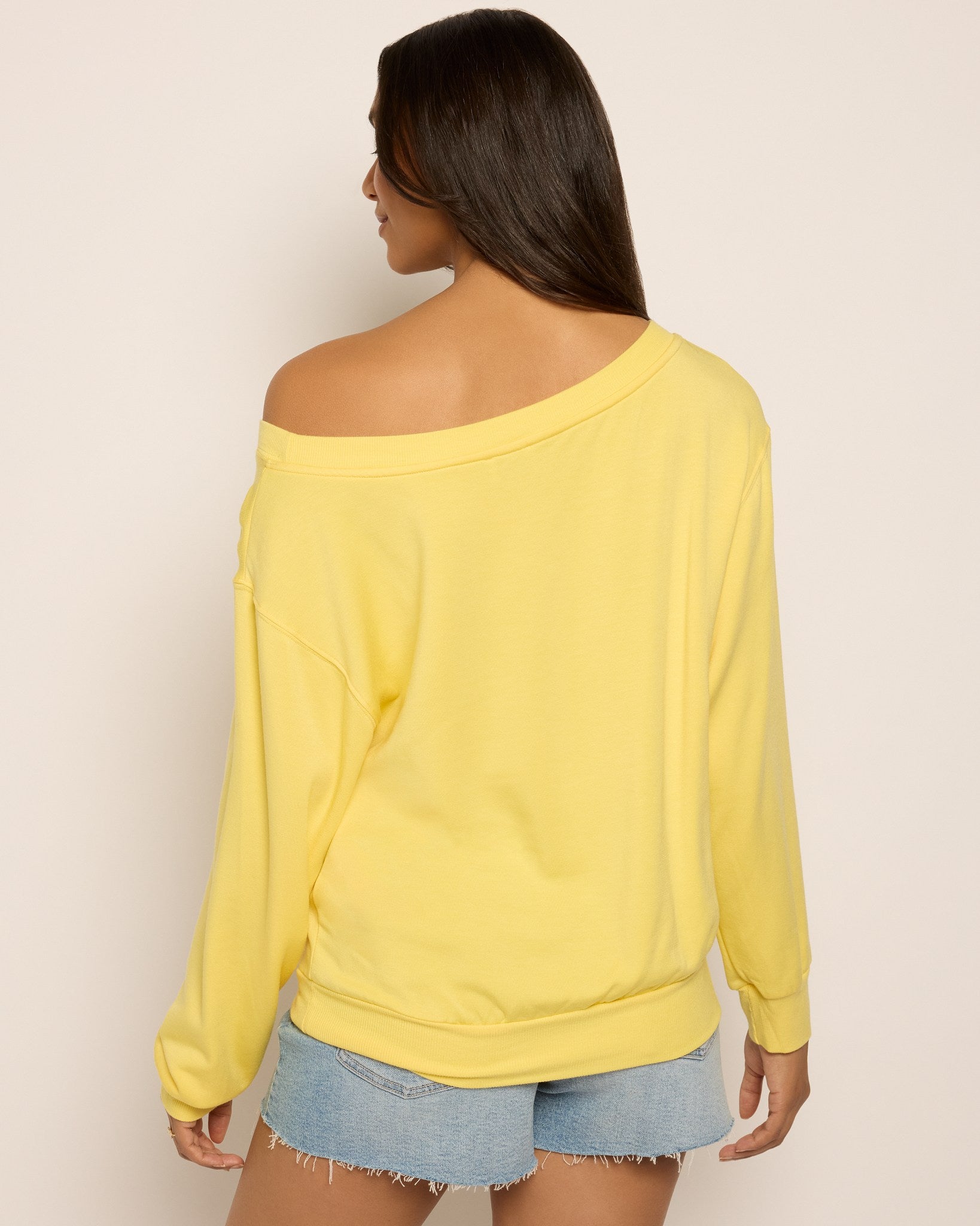 Marigold $|& SEAS Brooksville One Shoulder Sweatshirt - SOF Back