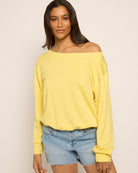 Marigold $|& SEAS Brooksville One Shoulder Sweatshirt - SOF Front
