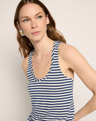 White Sapphire $|& SEAS Surfside Stripe Scoop Tank - SOF Full Front