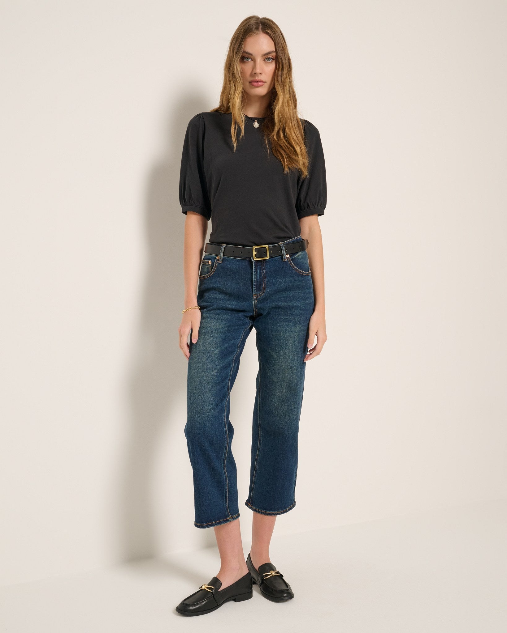 Faded Black $|& SEAS Meadow Shirred Sleeve Tee - UGC On Fig