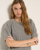 Heather Grey $|& SEAS Meadow Shirred Sleeve Tee - VOF Front
