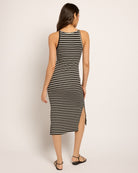 Black/Cream $|& SEAS Laurel Striped Ribbed Shelf Bra Dress - SOF Back
