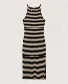 Black/Cream $|& SEAS Laurel Striped Ribbed Shelf Bra Dress - Hanger Detail