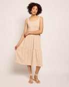 Cream/Taupe $|& SEAS Surf Tiered Dress - UGC On Fig