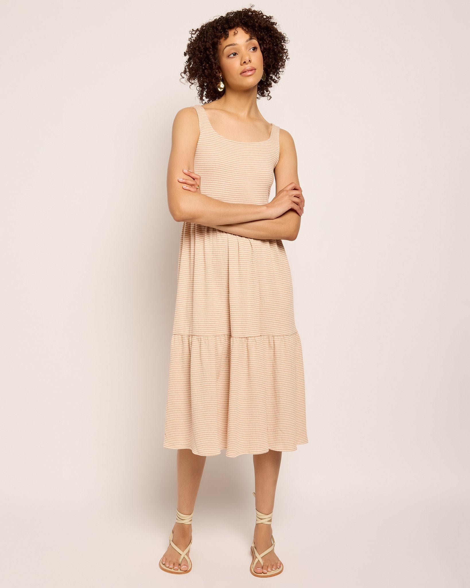 Cream/Taupe $|& SEAS Surf Tiered Dress - SOF Front