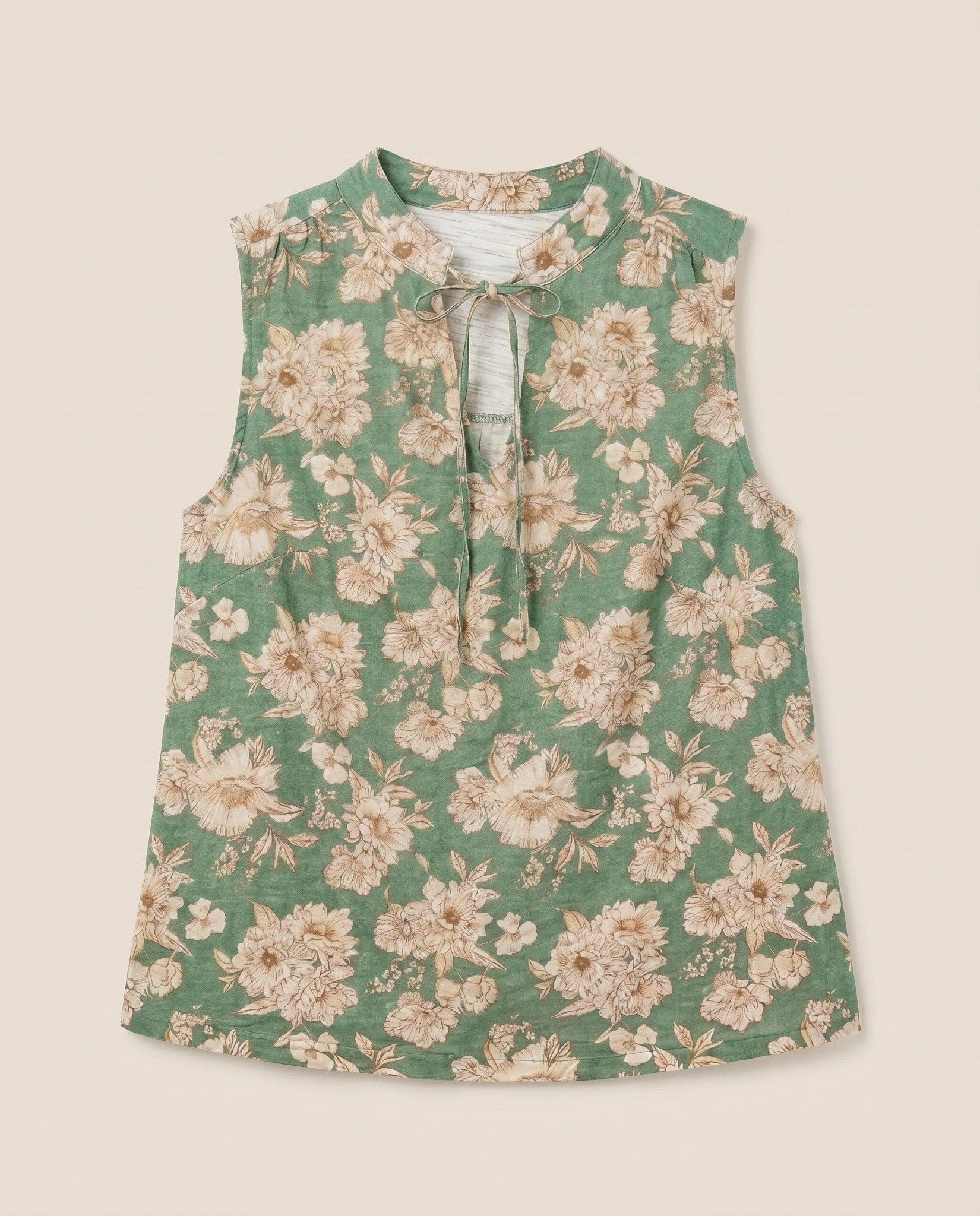 Kalamata $|& SEAS Ollie Printed V-Neck Sleeveless Top - Hanger Detail