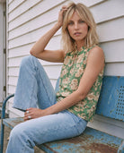 Kalamata $|& SEAS Ollie Printed V-Neck Sleeveless Top - SOF Side