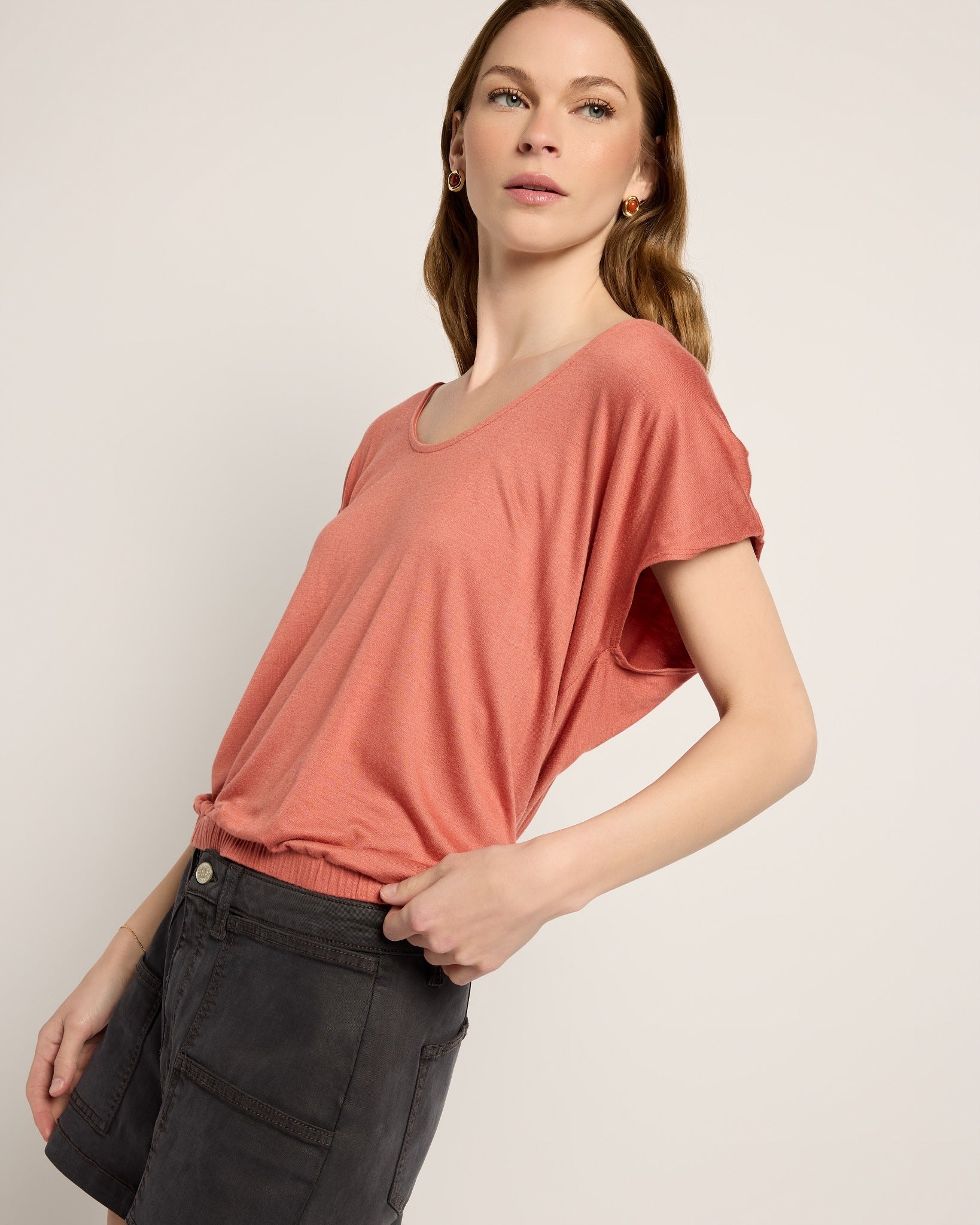 Terracotta $|& SEAS Breezy Scoop Neck Tank - VOF Front