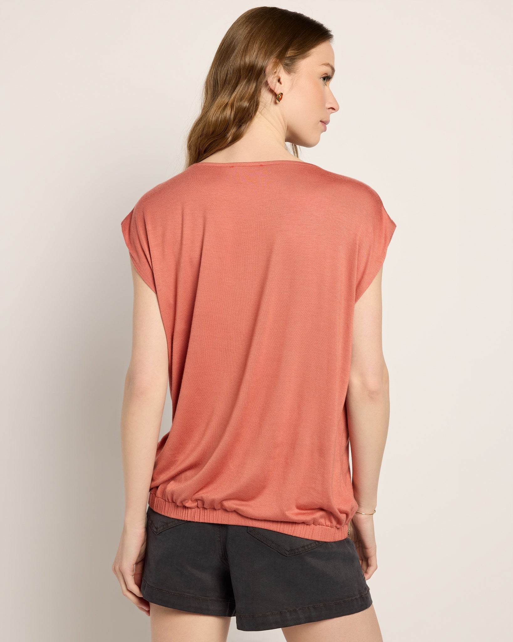 Terracotta $|& SEAS Breezy Scoop Neck Tank - SOF Back