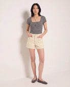 Heather Grey/ Cream $|& SEAS Spruce Square Neck Top - UGC On Fig