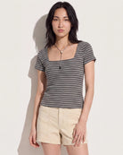 Heather Grey/ Cream $|& SEAS Spruce Square Neck Top - SOF Front
