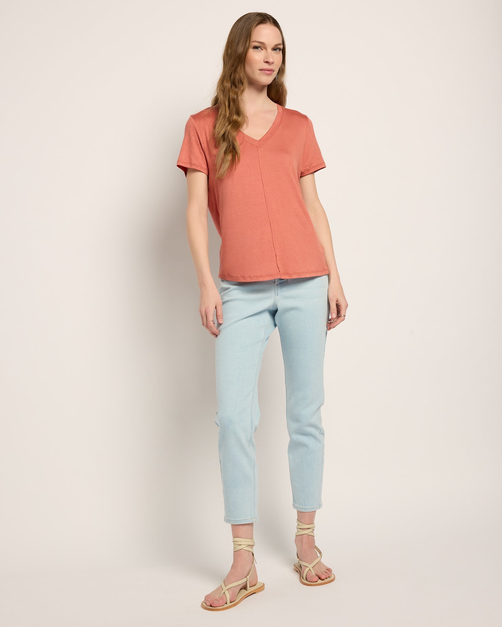 Camden V-Neck Tee - Flattering Modal Blend Top – Seventy Eight and