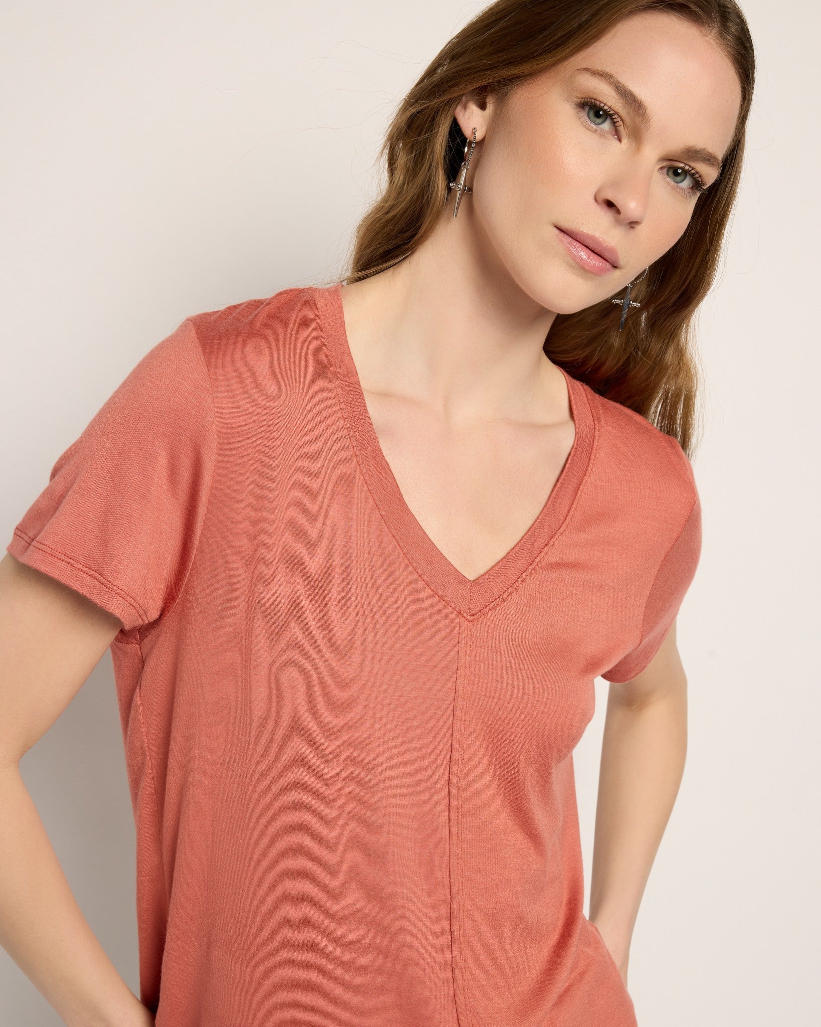 Camden V-Neck Tee - Flattering Modal Blend Top – Seventy Eight and