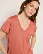 Terracotta $|& SEAS Camden V-Neck Tee - SOF Full Front