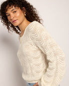 White $|& SEAS Ocean Waves Scoop Neck Sweater - VOF Front