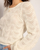 White $|& SEAS Ocean Waves Scoop Neck Sweater - SOF Full Front