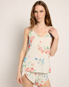 Cream Floral $|& SEAS Flirty Printed Sleep Set - SOF Front