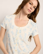 Pool Blue $|& SEAS Snuggle Up Button Front Top - SOF Full Front