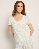 Pool Blue $|& SEAS Snuggle Up Button Front Top - SOF Front