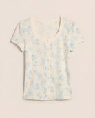Pool Blue $|& SEAS Snuggle Up Button Front Top - Hanger Detail