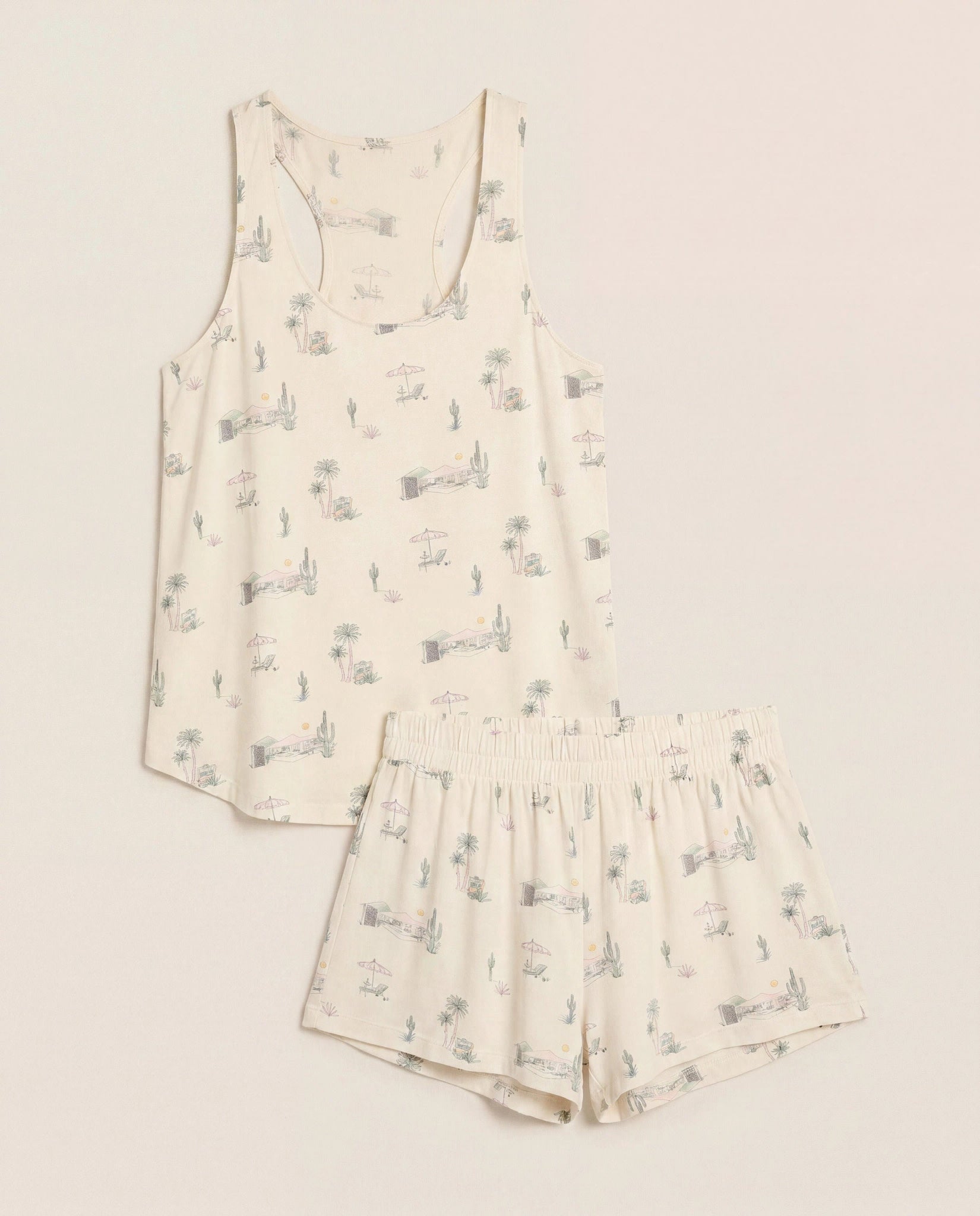 Cream $|& SEAS Cloudscape Printed Sleep Set - Hanger Detail