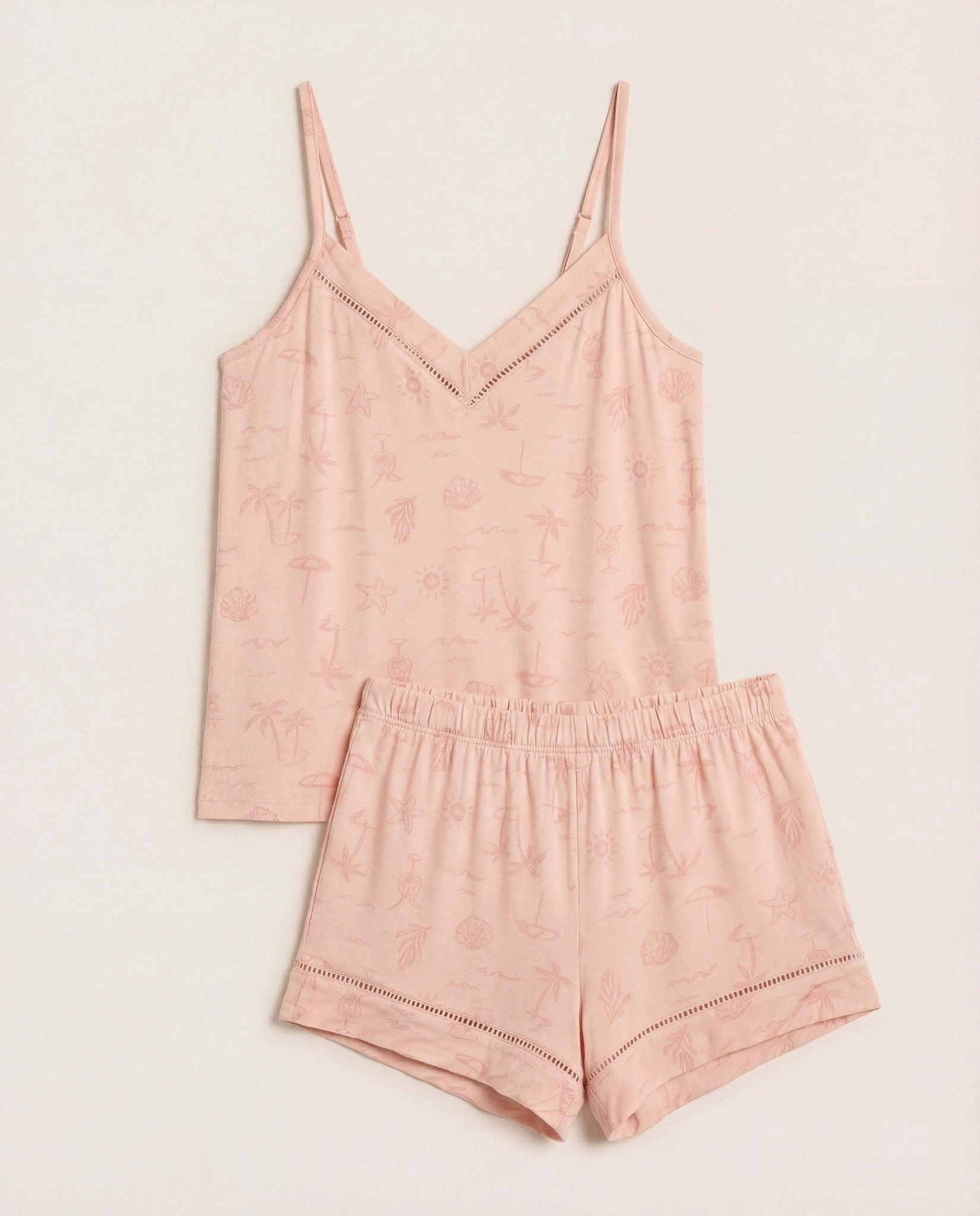 Melon Ice $|& SEAS Nebula Printed Sleep Set - Hanger Detail
