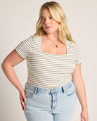 Ivory/Black $|& SEAS Spruce Square Neck Tee - VOF Front