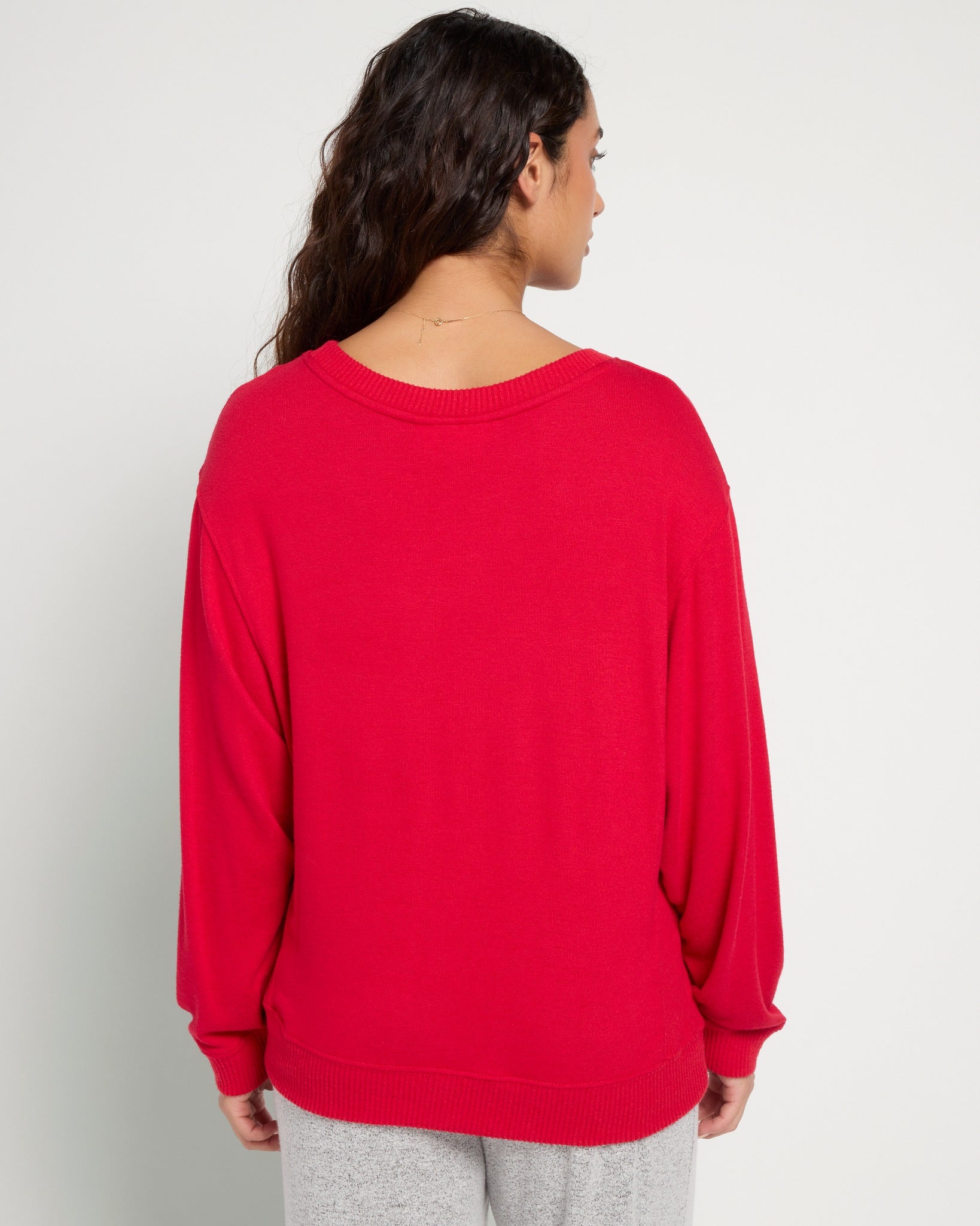 Chili Pepper $|& SEAS Shoreline Hacci "Love" Graphic Pullover - SOF Back