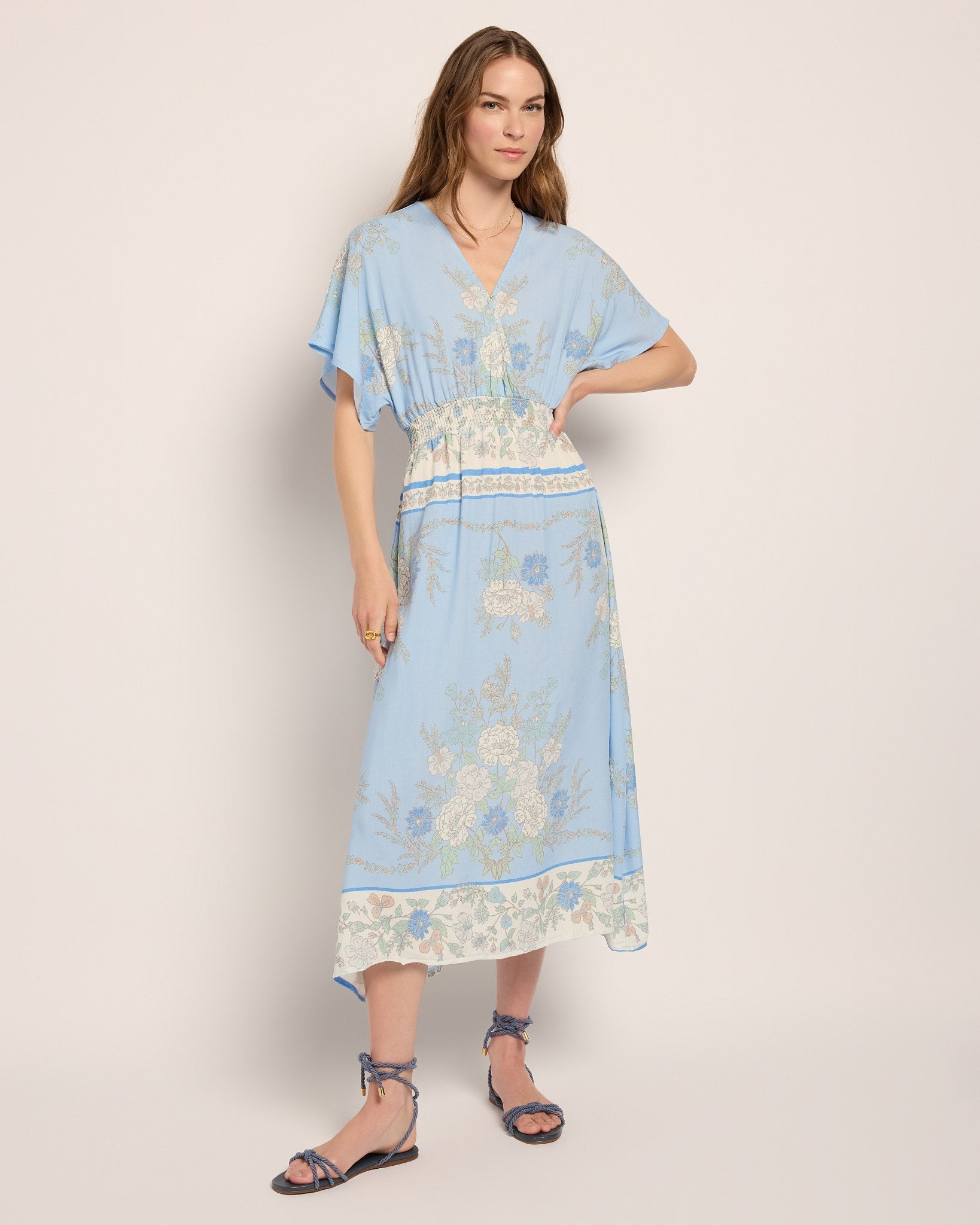 French Blue $|& SEAS Topanga Printed Midi Dress - UGC On Fig