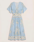 French Blue $|& SEAS Topanga Printed Midi Dress - Hanger Detail