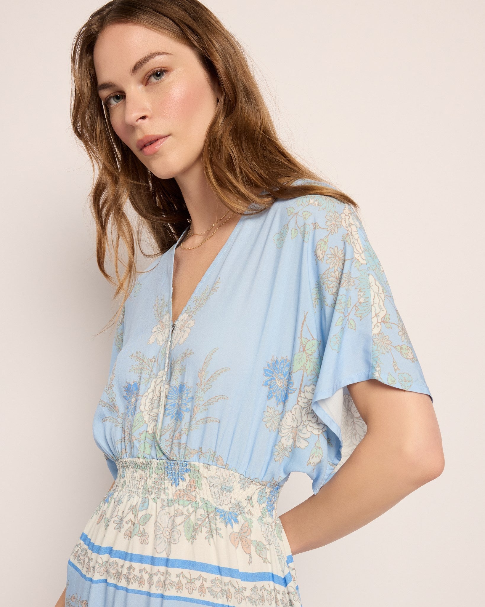 French Blue $|& SEAS Topanga Printed Midi Dress - VOF Front