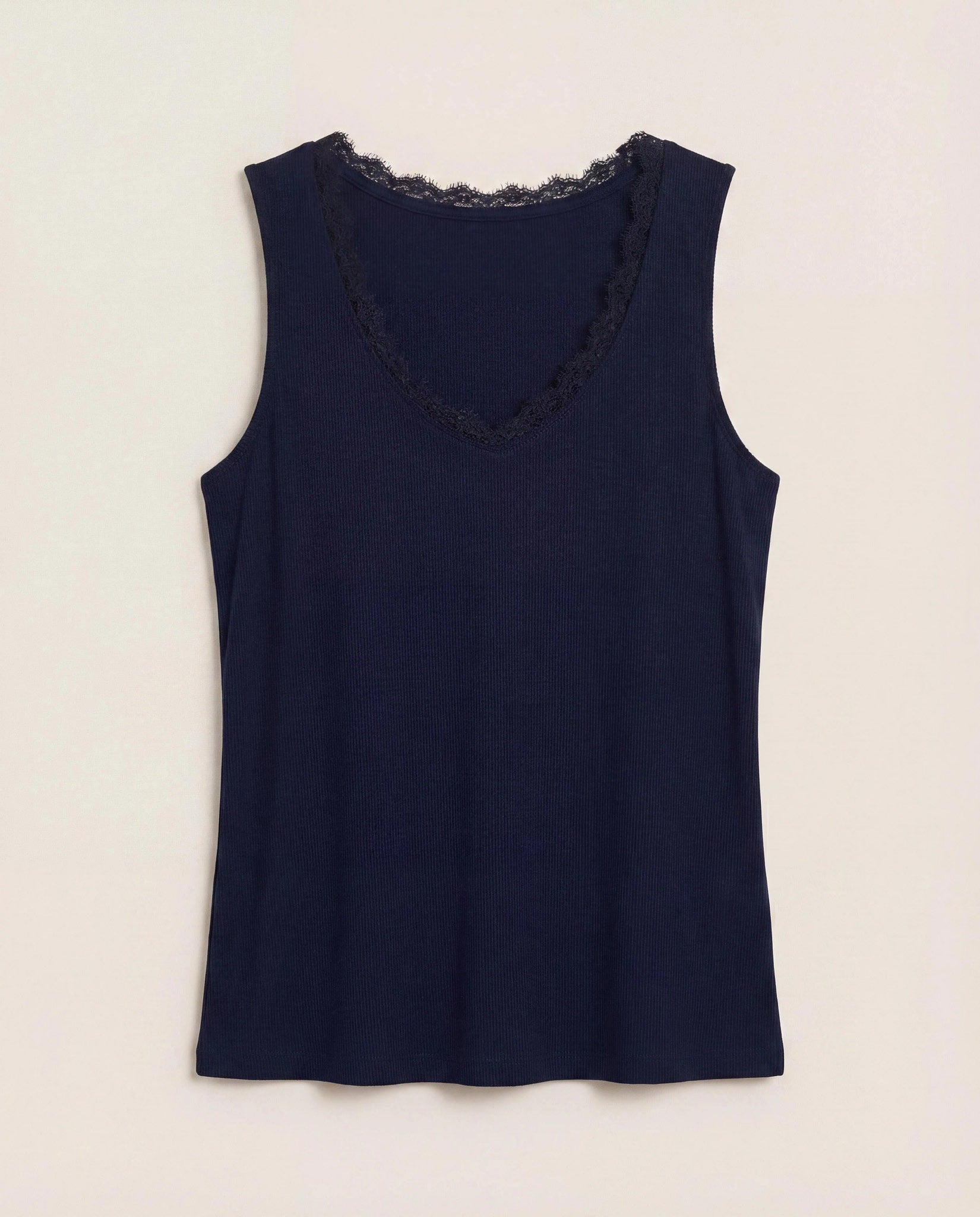 Navy $|& SEAS Whitecap Lace Trim Tank - Hanger Detail