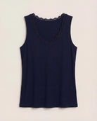 Navy $|& SEAS Whitecap Lace Trim Tank - Hanger Detail