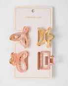 Blush Peach $|& KNC Blush Peach Glow Metal Hair Clip 4 Piece Set - Hanger Back