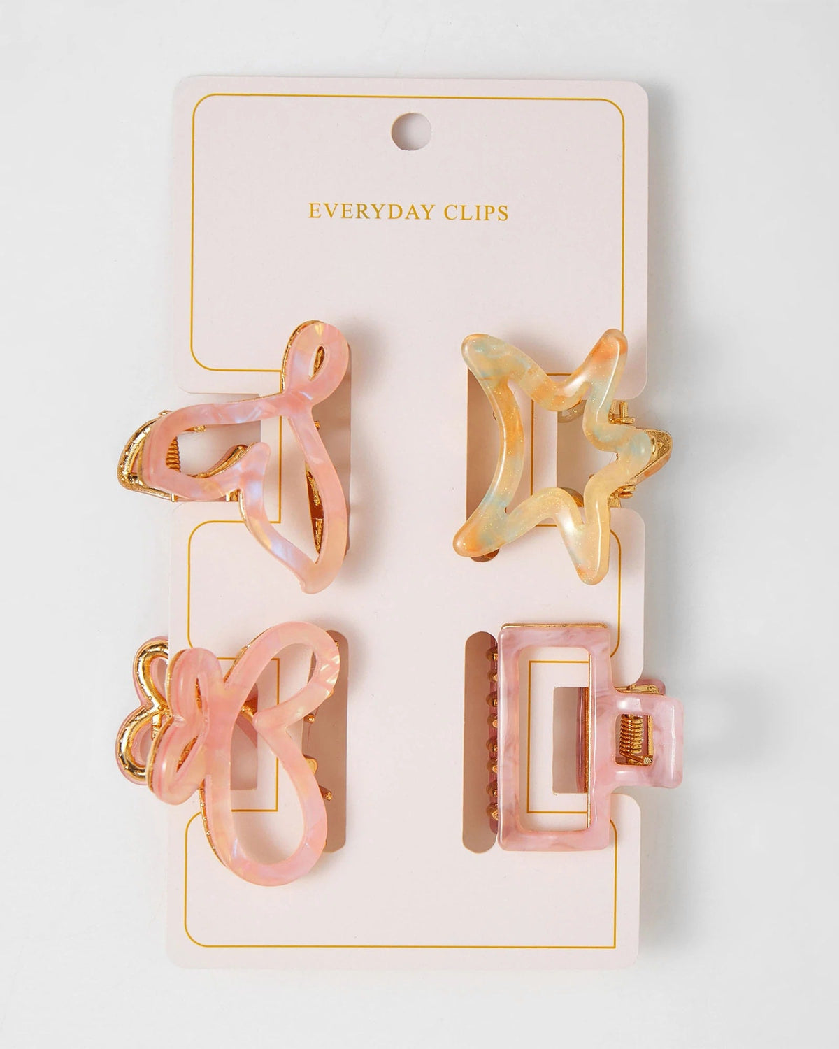 Blush Peach $|& KNC Blush Peach Glow Metal Hair Clip 4 Piece Set - Hanger Back