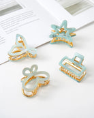 Aqua $|& KNC Aqua Glow Metal Hair Clip 4 Piece Set - VOF Detail