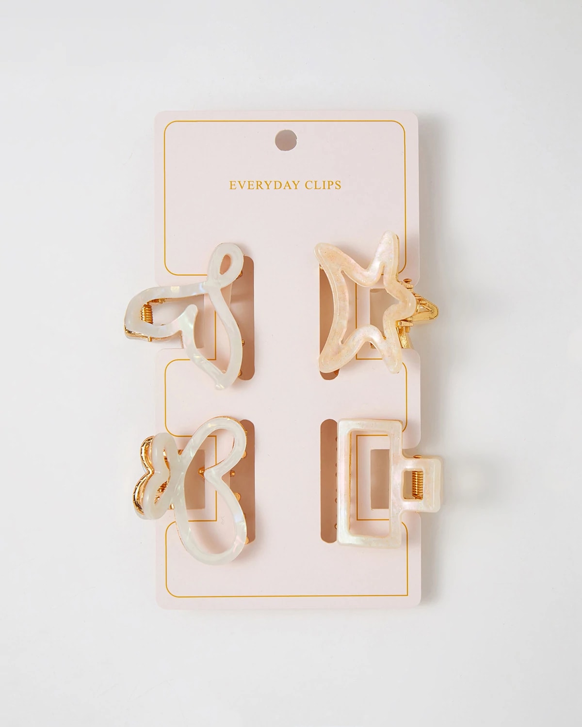 Milk Pearl $|& KNC Milk Pearl Glow Metal Hair Clip 4 Piece Set - Hanger Back