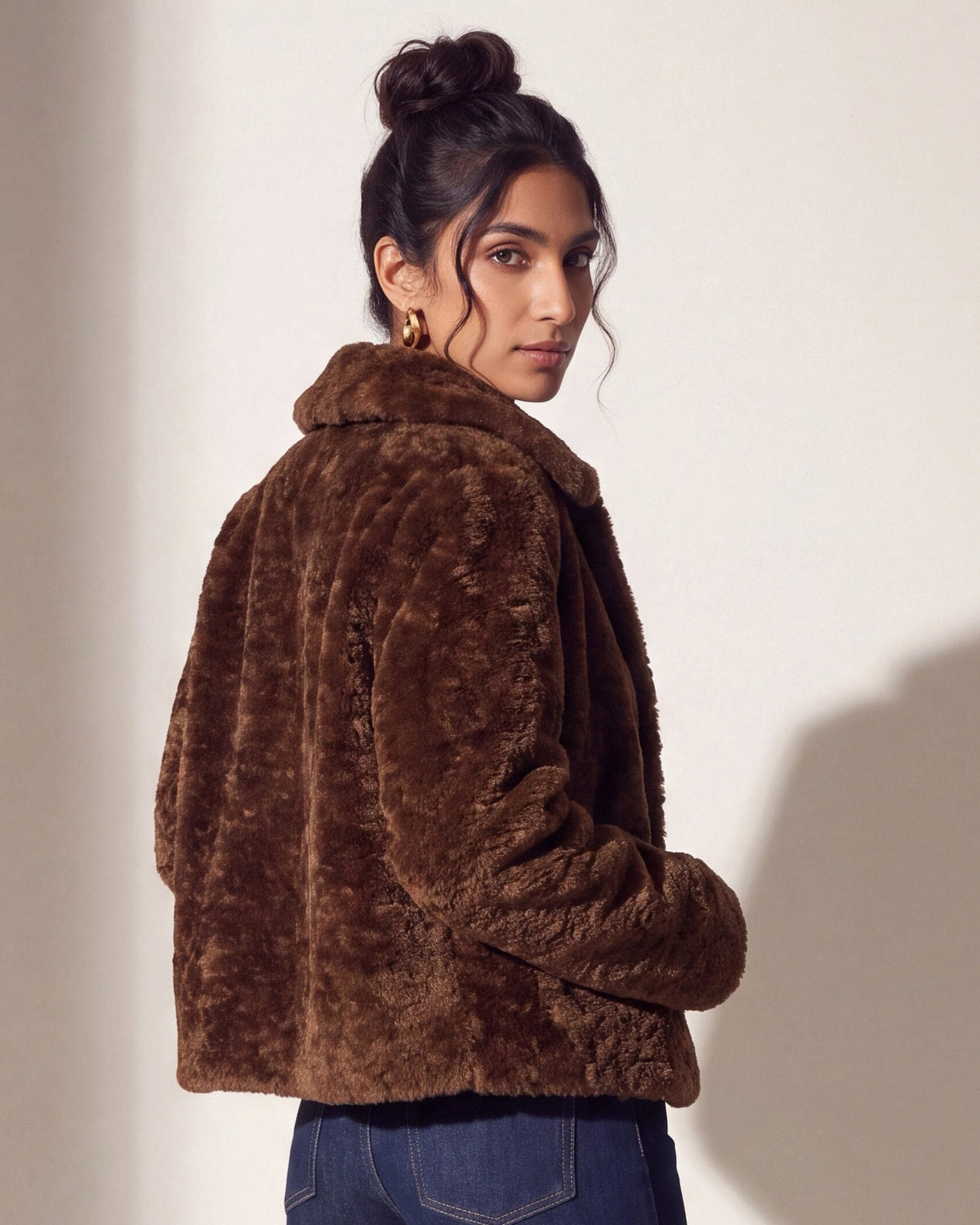 Minky Brown $|& Room 34 Faux Fur Coat - SOF Back