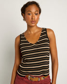 Black Stripe $|& SEAS Sara Striped Tank - SOF Front