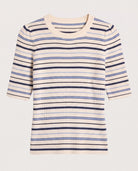Cream Stripe $|& SEAS Amelia Elbow Sleeve Striped Sweater Top - Hanger Detail