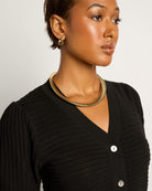 Black $|& SEAS Sunbelt Open Knit Sweater Top - VOF Front