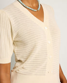 Oyster $|& SEAS Sunbelt Open Knit Sweater Top - VOF Front