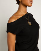 Black $|& SEAS Ava Off the Shoulder Tee - VOF Front